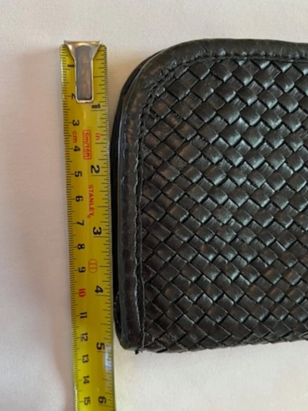 VIOLA CASTELLANI | Black Handwoven Italian Leather Wallet Wristlet Clutch-EUC